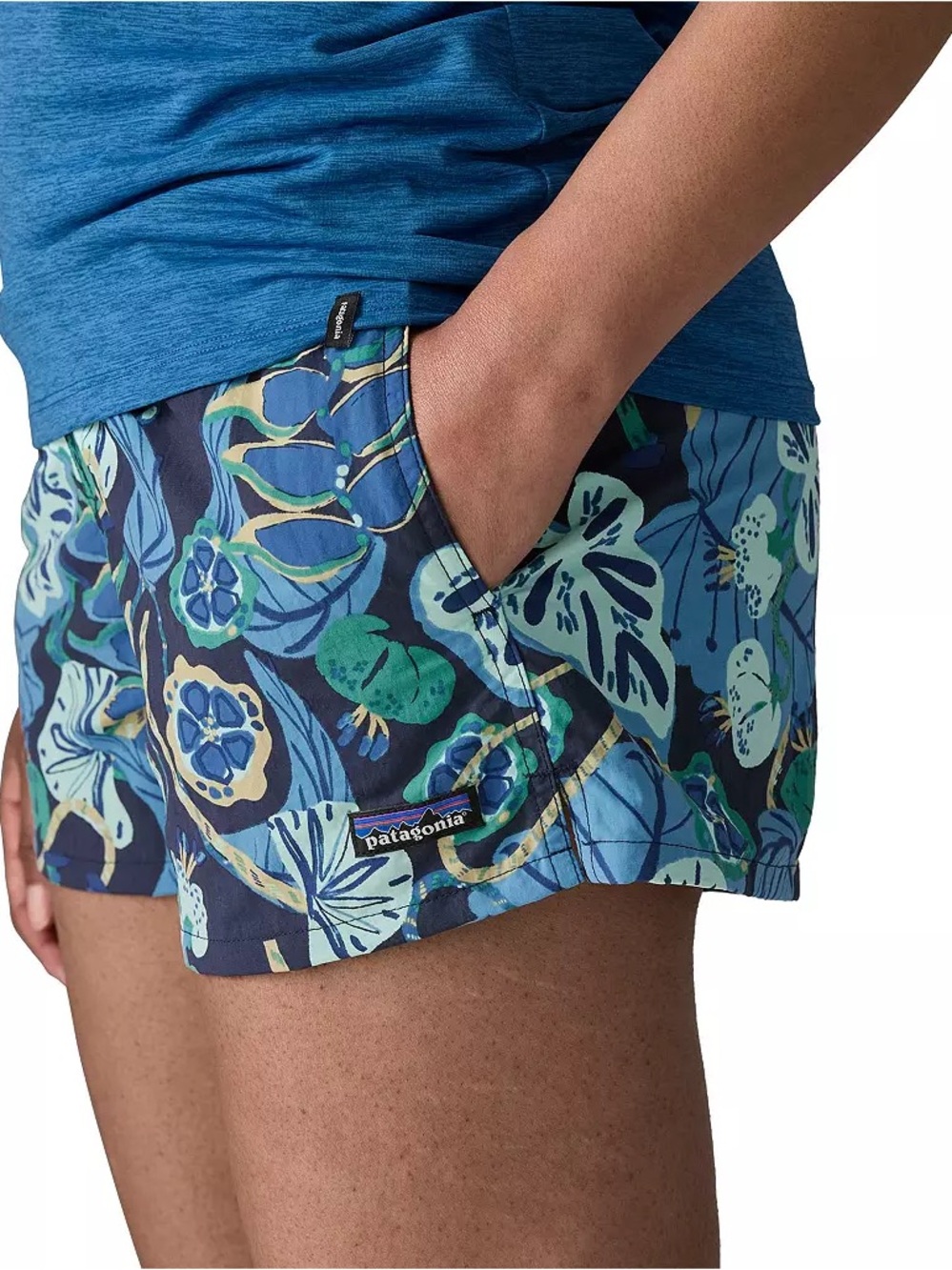 Patagonia Women's Blue Floral Barely Baggies Shorts